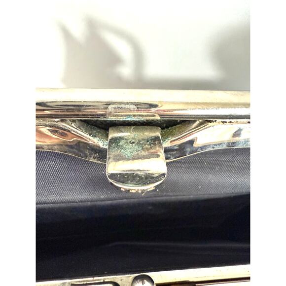 Vintage Lodis Black Shoulder Purse Bag Clip Closure Coin Mod Elegance Chic Retro - Picture 5 of 5